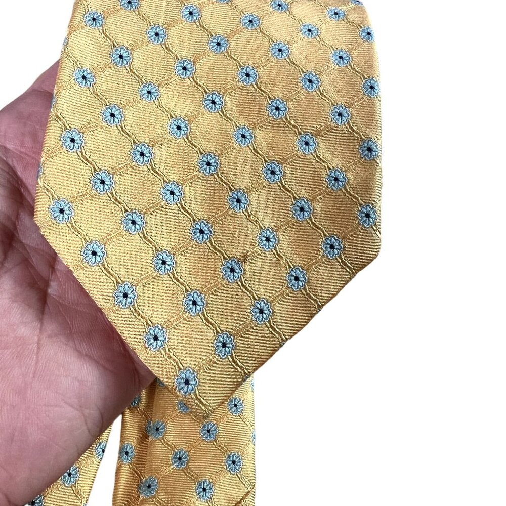 Brooks Brothers Makers and Merchants Menswear Classic Necktie Floral Tile Gold - Picture 4 of 10